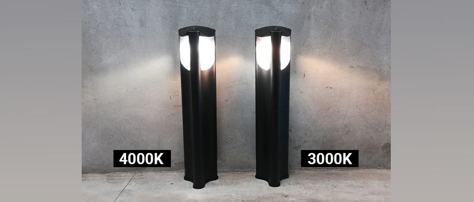 Lighting bollard comparing 3000K vs 4000K